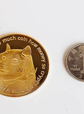 真正纯镀金银色重金属纪念硬币定制礼典藏款外国虚拟DOGE狗狗币D