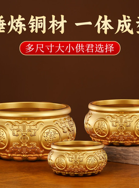 纯黄铜复古法手工匠作旧典藏艺术聚宝盆摆件家客厅办公室店铺开业