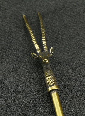 仿古纯铜工艺品收藏创意羊头笔筒