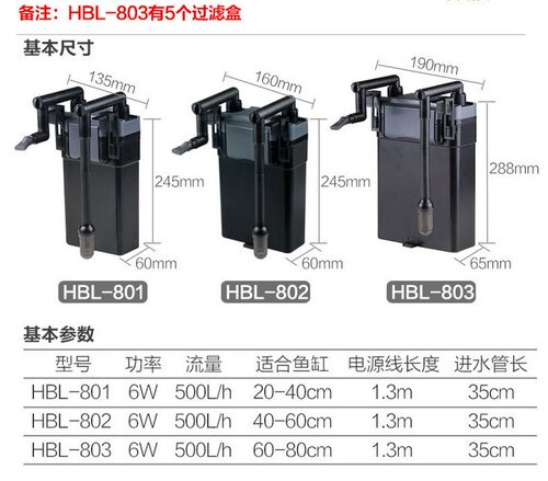 森森HBL801 802 803壁挂式鱼缸外置生化过滤器外挂鱼缸静音过滤桶 - 图0