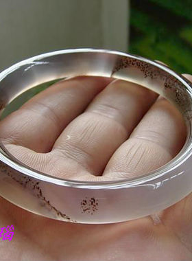 巴西纯天然玉髓朱砂纹理圆条手镯