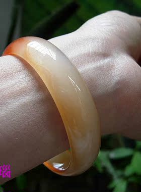 巴西玛瑙天然橘红色纹理手镯