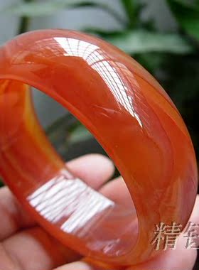 正品纯天然巴西玛瑙加厚版手镯56mm 朱砂纹理 手腕风情 礼物