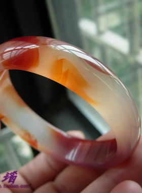 红玛瑙纯天然原色纹理通透手镯