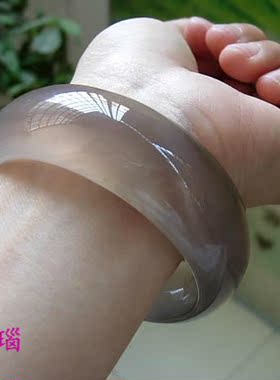 纯天然巴西通透加宽加厚玛瑙手镯