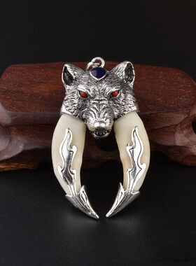 牙钛牙骨质钢情侣藏獒项链饰品