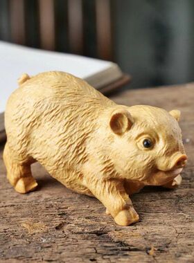 檀女款件工艺品摆件礼可爱猪男伴
