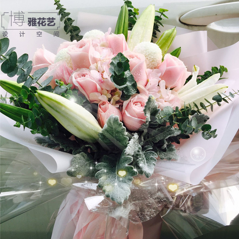杭州鲜花同城速递满天星混搭花束生日礼物送花上门女友爱人闺蜜