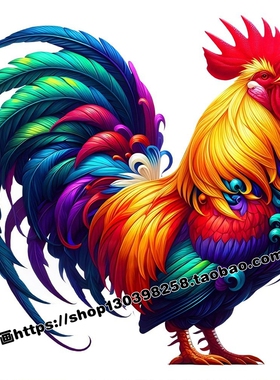 鸿运当头炫彩大公鸡镇宅贴纸家居通用吉祥招财贴画门窗墙面自粘贴