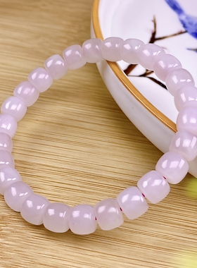 天然正品羊脂级冰藕粉和田玉手链老型珠玉石手串小众饰品礼物女