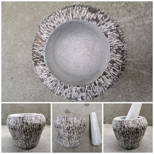 山东淄博天然青石手工捣蒜器家用石臼蒜臼子捣药罐研磨器蒜石臼子 - 图3