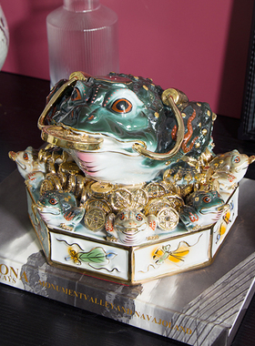 纯手工八方来财·金蟾摆件陶瓷