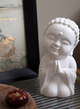 开心小和尚新中式树脂砂岩摆件