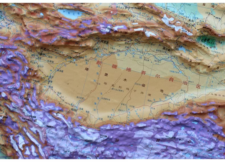 大规格立体地图中国地形图凹凸立体挂图 1.68米X1.25米边框立体3D地图地理教室教学挂图加框3600元-图2