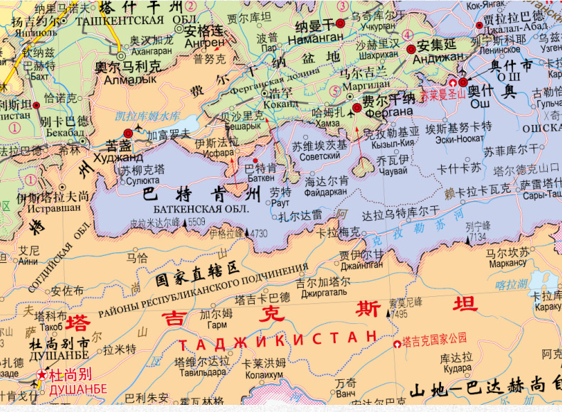 2022中亚地图 中俄双语对照 亚洲地区 哈萨克斯坦 字大清晰 折挂两用 约1.49*1.06米 交通路线旅游 - 图3