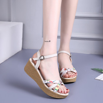 summer sandals wedge thick-soled 33 small size 34 medium-heel Roman open-toe students shoes 41 large size 42 platform-soled shoes women's shoes