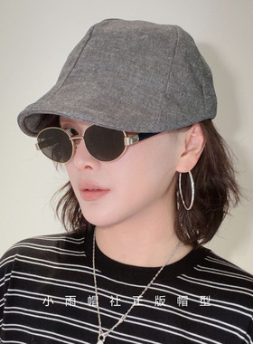 薄款亚麻前进帽女夏季短檐鸭舌帽