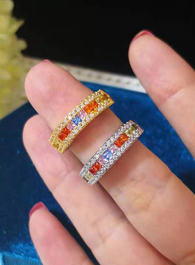 轻奢韩版镀18k锆石渐变日常戒指