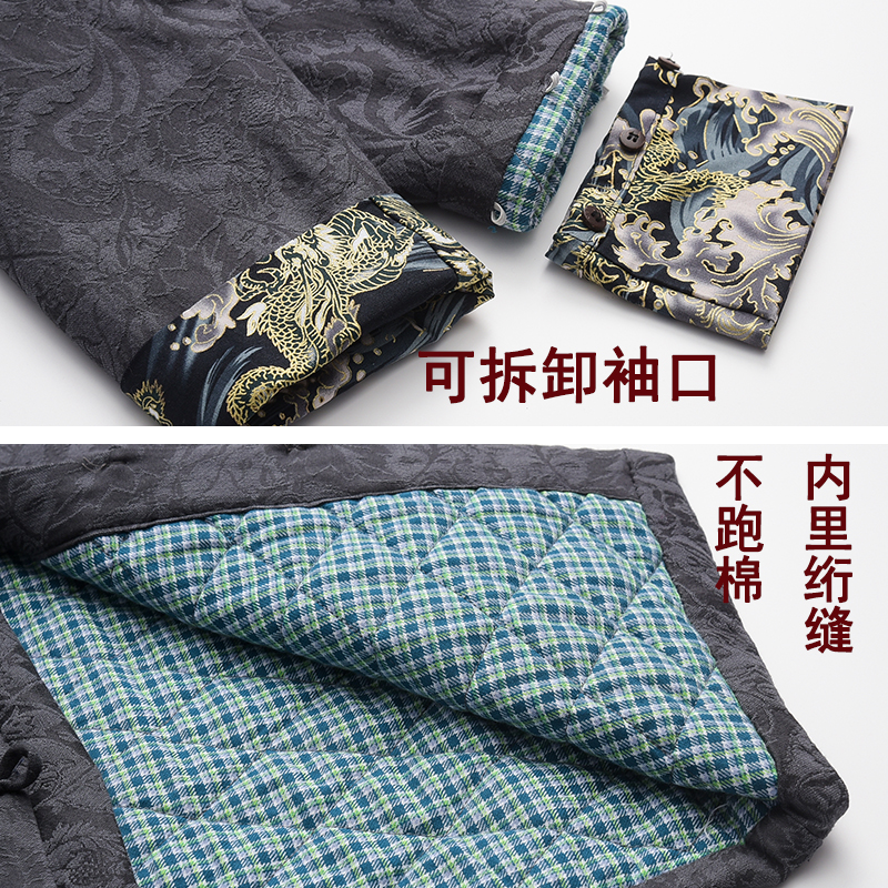 中式棉袄男中老年棉花棉衣棉裤加厚棉服两件套中国风冬季唐装套装 - 图2