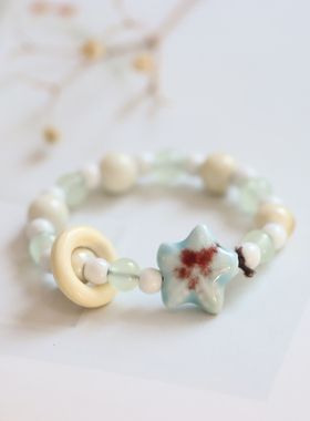 小清新KT猫琉璃珠景德镇陶瓷手链