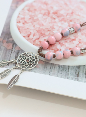 民族风新中式瓷珠捕梦网项链女