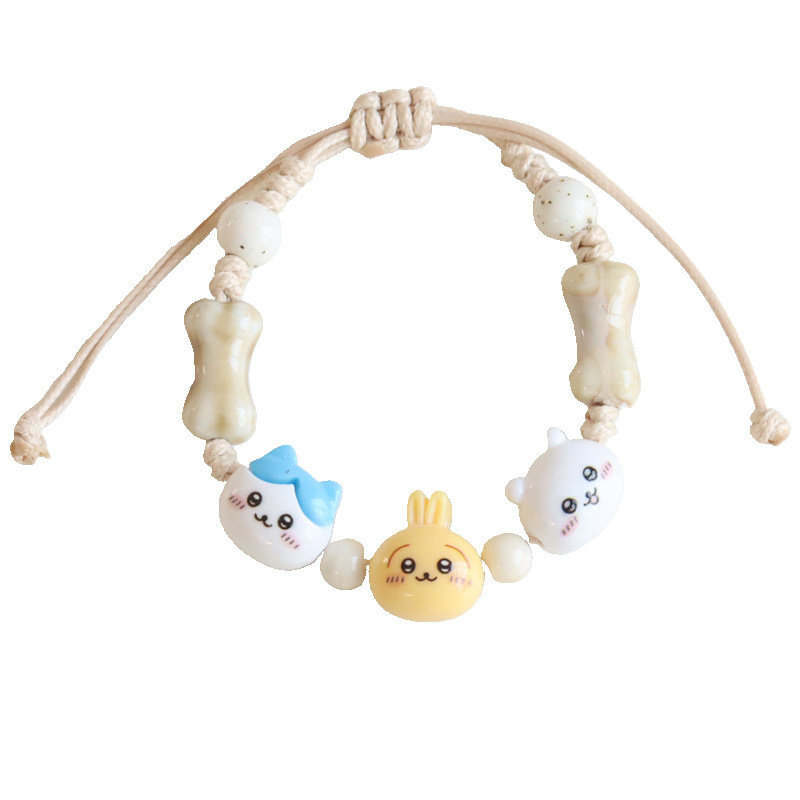 卡哇伊卡通树脂小八乌萨奇编织瓷珠手链可调节学生小朋友礼物502 - 图3