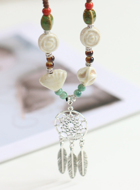 新中式国风景德镇陶瓷项链毛衣链