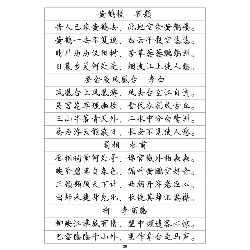 楷书二 唐诗精选 钢笔字帖硬笔书法 简体繁体
