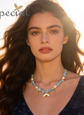 SPECIAL海蓝宝淡水珍珠小众项链