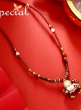 2025马年虎眼石生肖项链套装