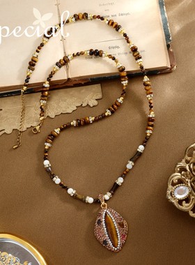 SPECIAL美拉德虎眼石毛衣链新款