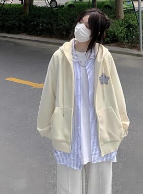春秋薄款高中少女oversize外套