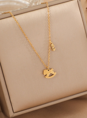 马年马上有钱项链锁骨链