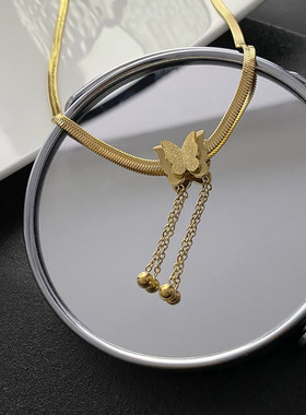 蝴蝶锁骨链钛钢不掉色蛇链女