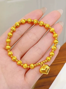 新中式金店同款沙金爱心手链