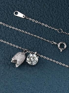 S925银简约镶莫桑项链