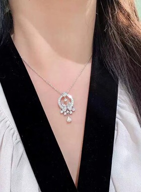 花园项链钛钢轻奢饰品镶钻锁骨链女简约百搭颈链不掉色