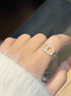 气质网红简约CD戒指女经典网红同款指环时尚设计感个性冷淡风手饰