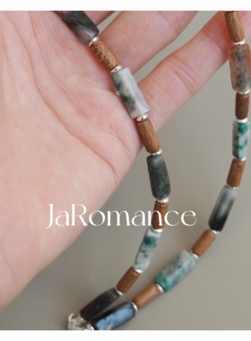 天然石纯银串珠中性小众项链绿色