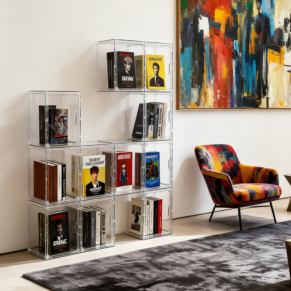 创意自由组合书柜防尘防潮书籍整理展示架透明亚克力绘本多层书架,淘宝优惠券,粉丝福利购,淘宝优惠卷
