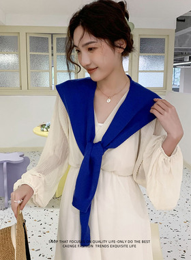 网红小披肩女2025新款春秋外搭薄款针织护颈空调房衬衫搭肩上衣