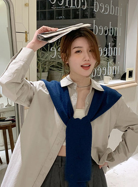 春秋2025针织披肩女外搭装饰高品质空调搭肩网红打结护颈椎小围巾