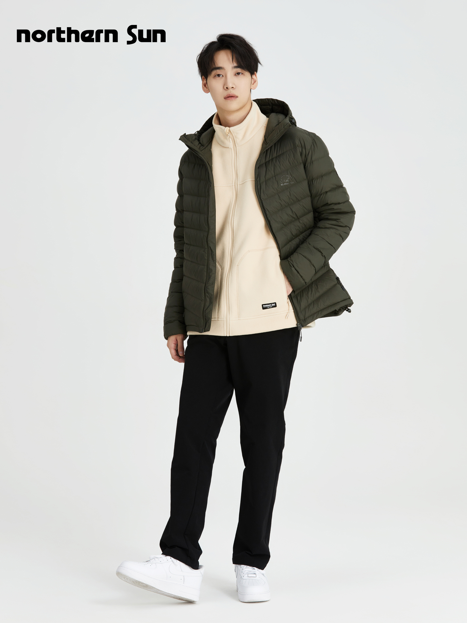 诺思山户外超轻羽绒服男连帽鸭绒轻薄防风防泼水休闲印花外套1559 - 图2