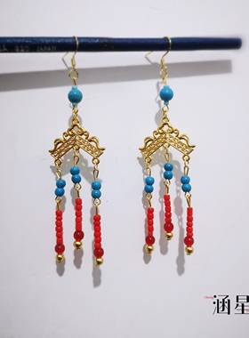 翘楚陈都灵楚朝同款红色多层绿松石琉璃项链饰品配饰魏晋风战国妆