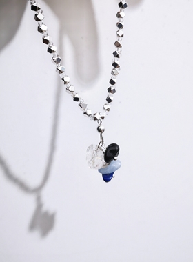 来战阿黛鞠婧祎同款不规则银色天然碎石项链饰品配饰古风仙侠合金