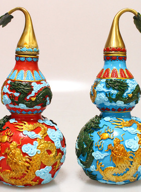 厂家现货彩绘铜五龙葫芦摆件 五龙葫芦家居装饰品 彩铜葫芦批发