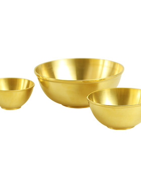 黄铜加厚碗餐具摆件 供水铜餐具摆饰家居风水用品金属工艺品批发