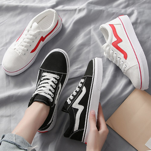 我潮2025春季新款帆布鞋女学生百搭鞋子透气夏季平底板鞋爆款黑色 - 图3