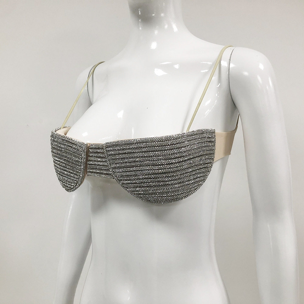 新品银色钻饰吊带性感搭配小背心女神魅力酒吧DJ舞台演出休闲晚装,淘宝优惠券,粉丝福利购,淘宝优惠卷