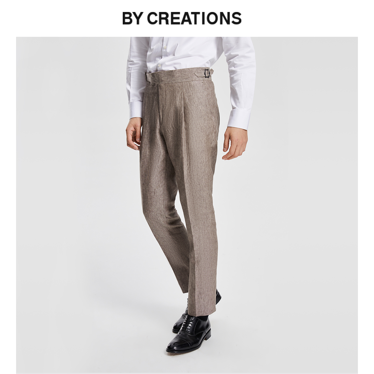 柏品纯亚麻廓尔格商务黑色西裤男夏单褶巴黎扣正装职业长便裤子薄